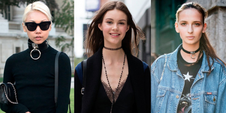 Choker nhung hay kim loại, đính đá lấp lánh đang là món trang sức vô cùng quen thuộc của giới trẻ. Chúng không chỉ từng làm mưa làm gió ở những năm 90, mà còn là biểu tượng của thời đó, nay tiếp tục khuynh đảo thời trang hiện tại. Choker mang đến nét hoài niệm và cá tính cho những bộ trang phục đương đại.