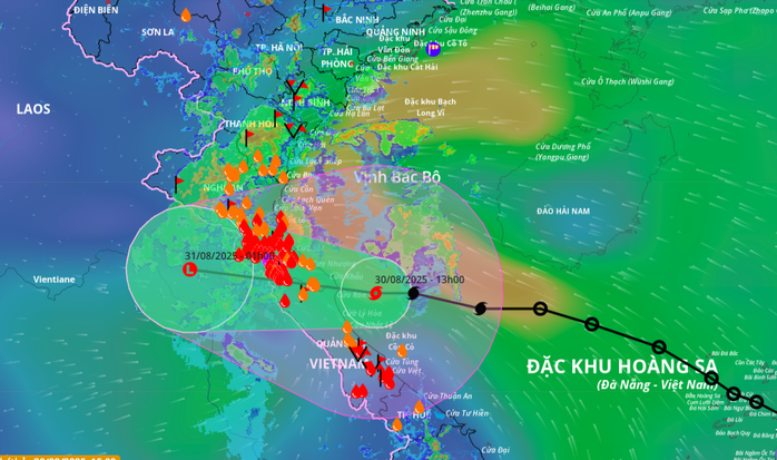 Bão số 6 áp sát miền Trung. Ảnh: Hệ thống giám sát thiên tai Việt Nam