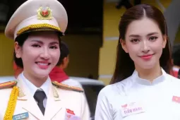Hoa hậu Tiểu Vy gặp thiếu tá công an nhập vai girl phố ở lễ tổng duyệt A80