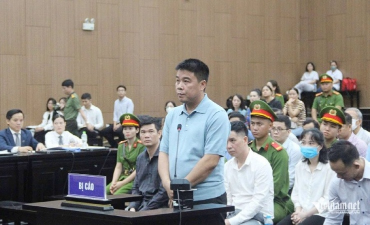 Nguyễn Văn Hậu tại phiên tòa sơ thẩm hồi tháng 7.