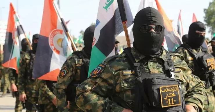 Các nhóm dân quân Iraq tổ chức diễu hành quân sự nhân Ngày Quds Thế giới (Lực lượng Quds là một đơn vị của Quân đoàn Vệ binh Cách mạng Hồi giáo Iran) tại thủ đô Baghdad (Iraq) ngày 28-3. Ảnh: ANADOLU AGENCY