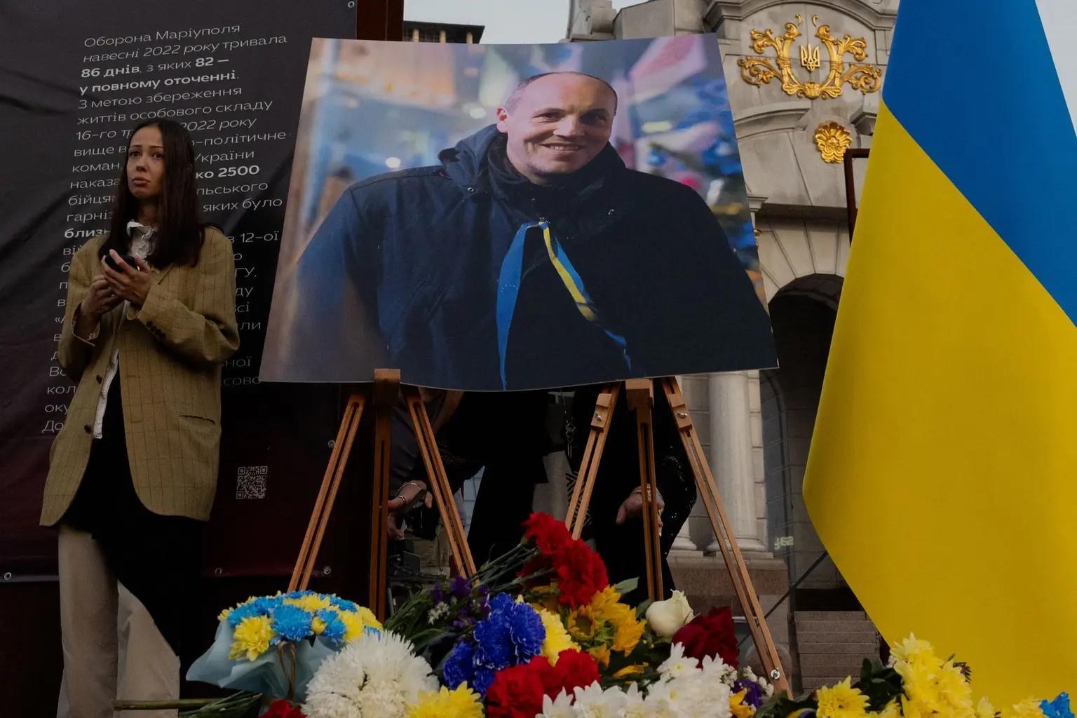Hình ảnh cựu Chủ tịch Quốc hội Ukraine Andriy Parubiy trong lễ tưởng niệm ở Kiev vào ngày 1/9/2025. Ảnh: AFP.