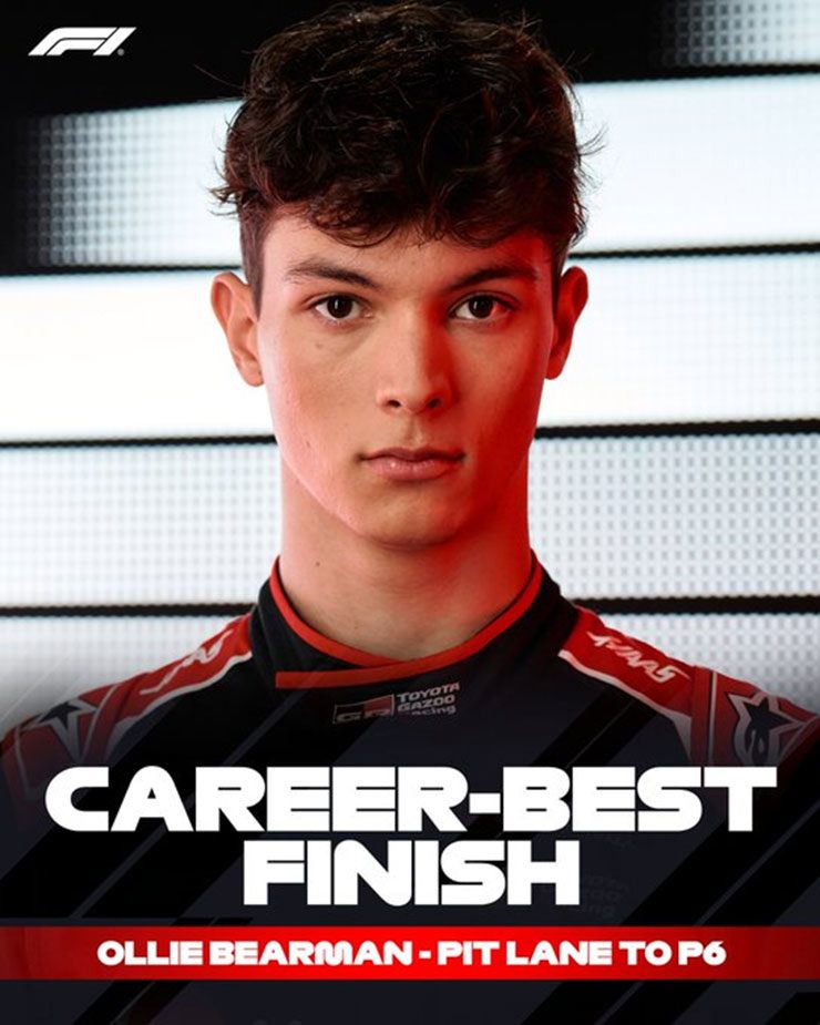 Bearman đạt thành tích tốt nhất sự nghiệp dù xuất phát pit-lane