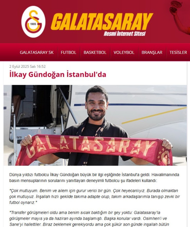Trang chủ Galatasaray công bố bản hợp đồng Gundogan