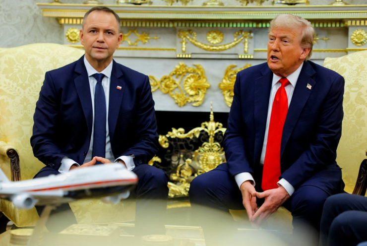 Tổng thống Mỹ Donald Trump tiếp Tổng thống Ba Lan Karol Nawrocki tại Nhà Trắng, ngày 3/9/2025. (Ảnh: Sky News)