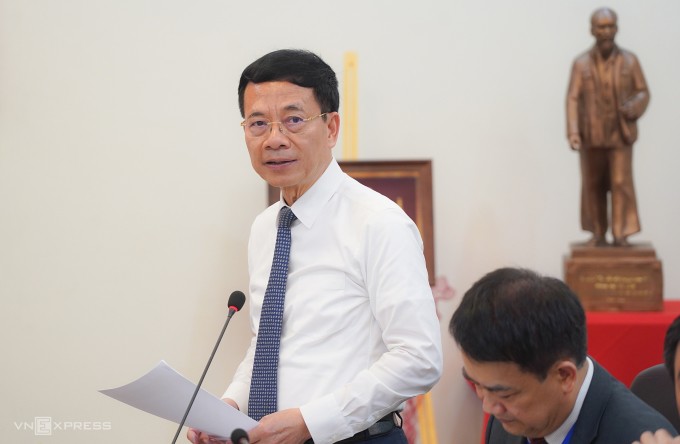 Bộ trưởng Khoa học và Công nghệ Nguyễn Mạnh Hùng trong buổi làm việc của Tổng Bí thư Tô Lâm với Viện Năng lượng nguyên tử Việt Nam, ngày 4/9/2025. Ảnh: Lưu Quý