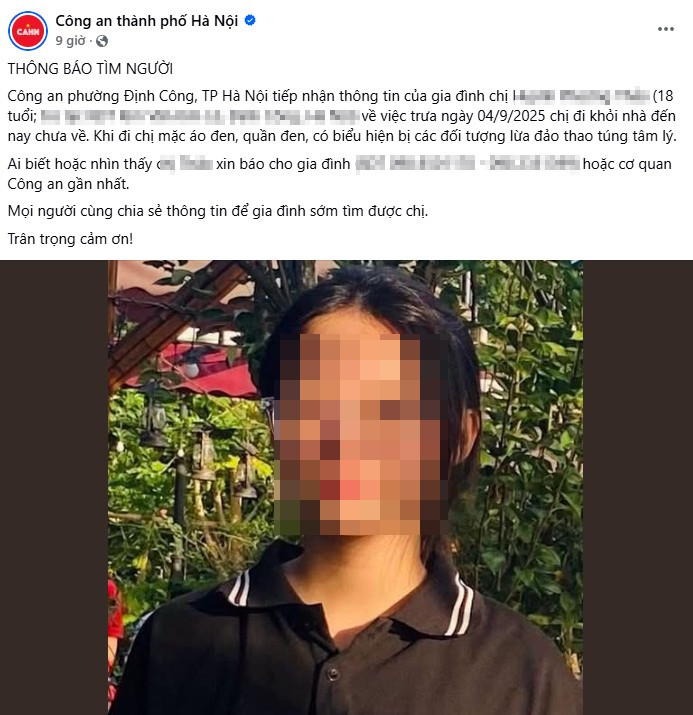 Cơ quan Công an phát đi thông báo tìm kiếm T.