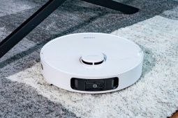 Robot hút bụi lau nhà thông minh với mắt lazer và bánh xe nâng hạ