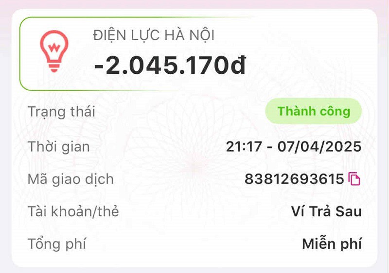 Tiền điện của chị Loan vào tháng 3 chỉ hết hơn 2 triệu đồng.