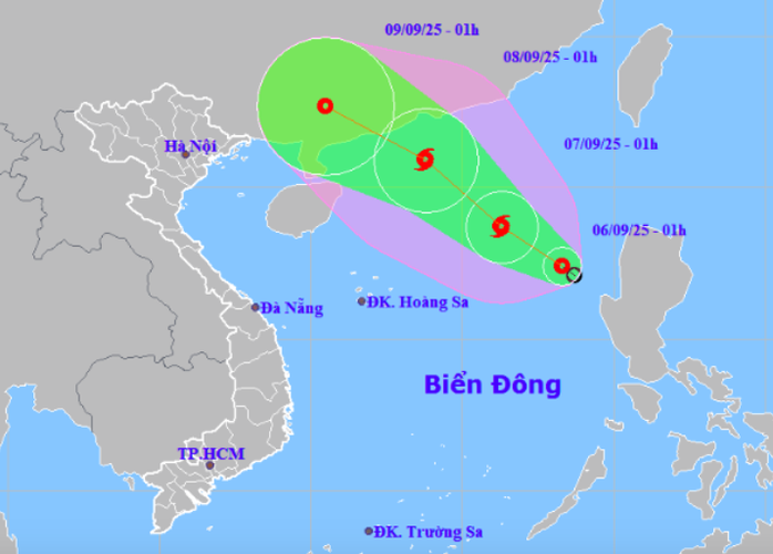 Áp thấp nhiệt đới dự báo mạnh thành bão. Nguồn: Trung tâm dự báo khí tượng thủy văn quốc gia