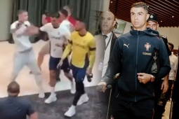 Ronaldo xô đẩy fan xin chụp ảnh, gây tranh cãi trước thềm vòng loại World Cup