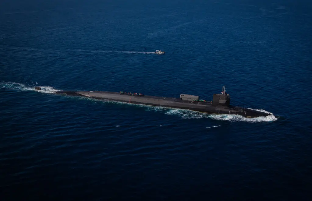 Tàu ngầm hạt nhân Mỹ tập trận ở ngoài khơi Nhật Bản vào năm 2021. Ảnh: NYT.