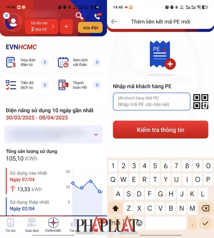 Liên kết mã khách hàng vào ứng dụng. Ảnh: MINH HOÀNG