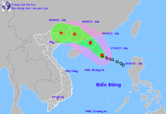 Dự báo hướng di chuyển của bão số 7
