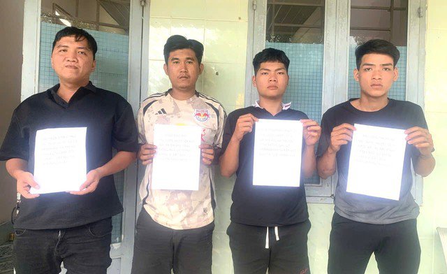 Nhóm đối tượng bị bắt giữ. Ảnh: Công an tỉnh Đồng Nai