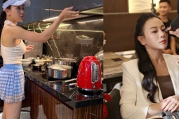 Nhan sắc Phương Oanh từ trường quay đến lúc về nhà đứng bếp