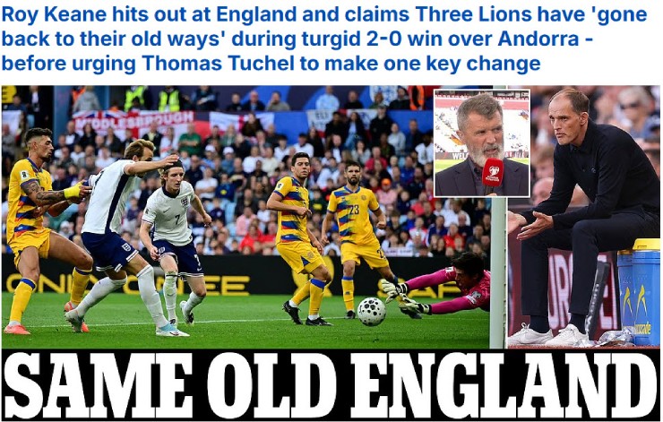 Roy Keane cho rằng ĐT Anh dưới thời Tuchel chưa có gì thay đổi so với thời Gareth Southgate