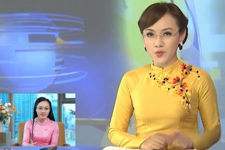 BTV Hoài Anh khi dẫn bản tin Thời sự 19h.