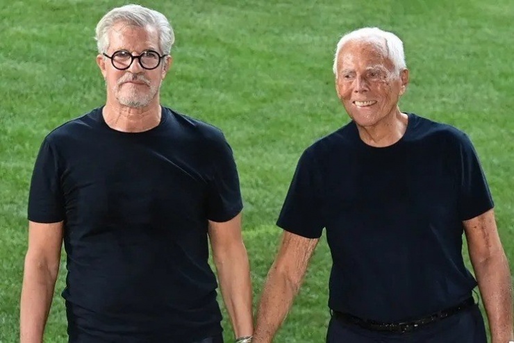 Armani và Dell’Orco sống cùng nhau nhiều thập kỷ qua, nhưng không xác nhận tình cảm. Ảnh: Getty Images.