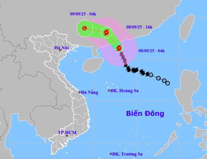 Hướng đổ bộ của bão số 7