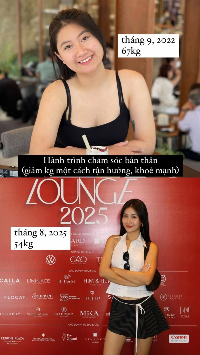 Nguyễn Hoàng Phương Linh thời 67 kg và hiện tại.