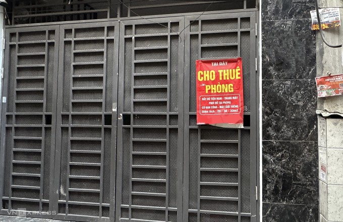 Một nhà trọ treo biển cho thuê tại Mỹ Đình, phường Từ Liêm, Hà Nội. Ảnh: Ngọc Diễm