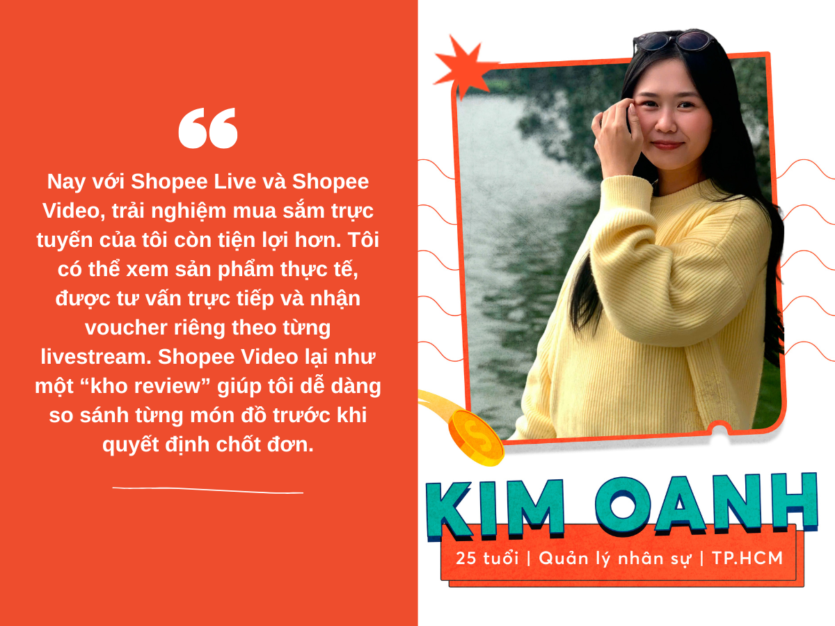 Trải nghiệm mua sắm của Oanh trở nên tiện lợi hơn nhờ Shopee Live và Shopee Video.