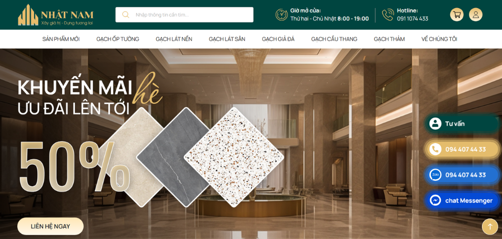 Nhật Nam Home ra mắt website gạch ốp lát, nâng tầm trải nghiệm mua sắm trực tuyến