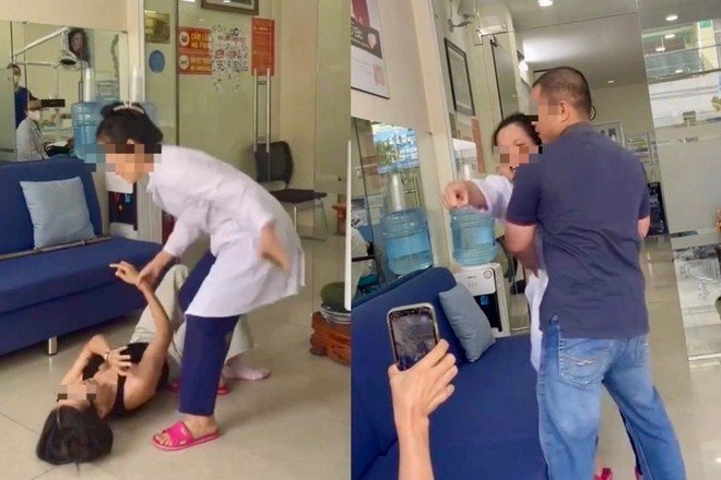 Hình ảnh bác sĩ phòng khám nha khoa có hành vi tấn công khách hàng được cắt từ clip