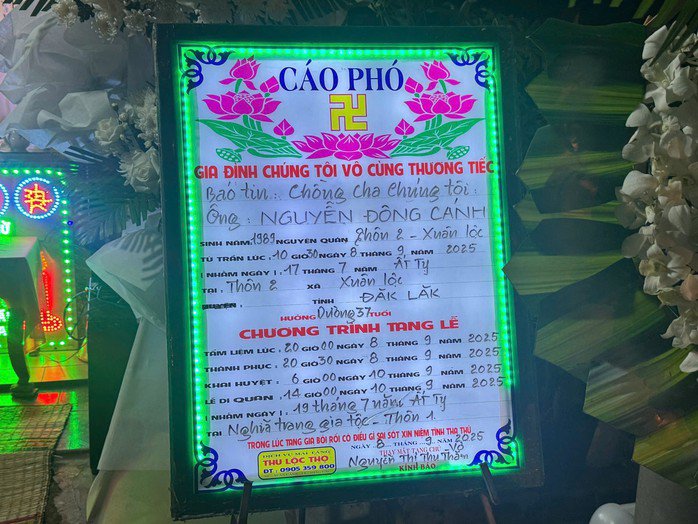 Chương trình tang lễ của thiếu tá Nguyễn Đông Cánh