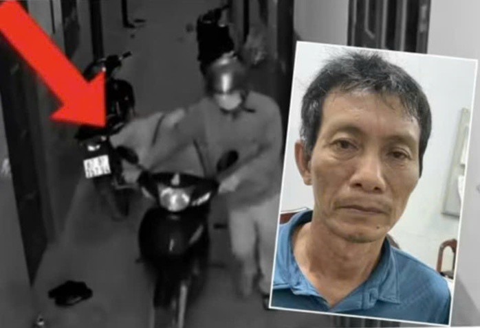 Camera an ninh nhà trọ ghi lại hình ảnh Nhã dùng xe máy chở thi thể nạn nhân đem đi phi tang xuống kênh