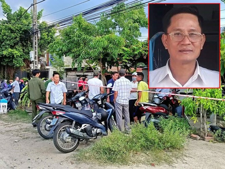 Lực lượng chức năng phong tỏa hiện trường vụ Hồ Xuân Hải đầu độc vợ và 3 con bằng khí CO. Ảnh nhỏ: Đối tượng Hồ Xuân Hải.