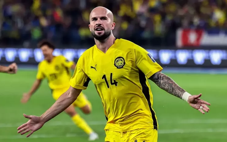 Tiền đạo Joao Figueiredo ghi bàn duy nhất giúp tuyển Malaysia đánh bại Palestines. Ảnh: CCT.