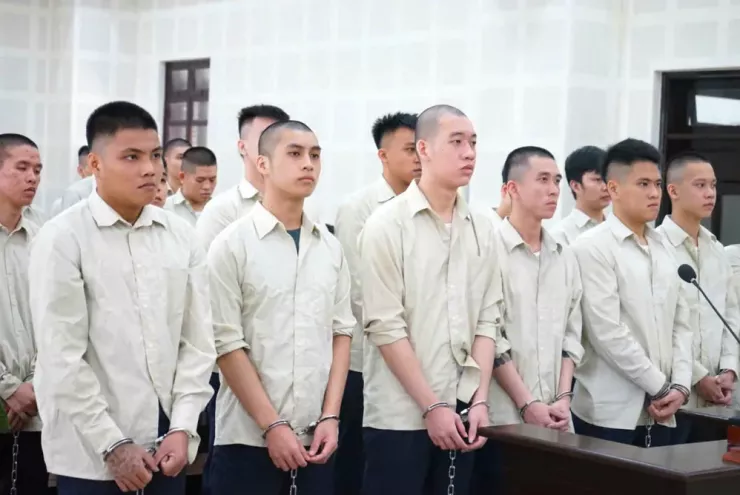 Các bị cáo tại phiên toà. Ảnh: MT.