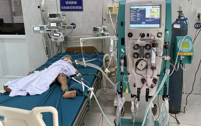 Một trong số các nạn nhận bị ong đốt phải nhập viện điều trị