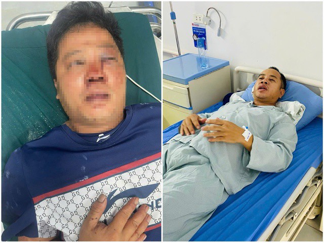 Anh Trung và anh Vĩnh bị thương nặng phải nhập viện cấp cứu sau vụ việc.
