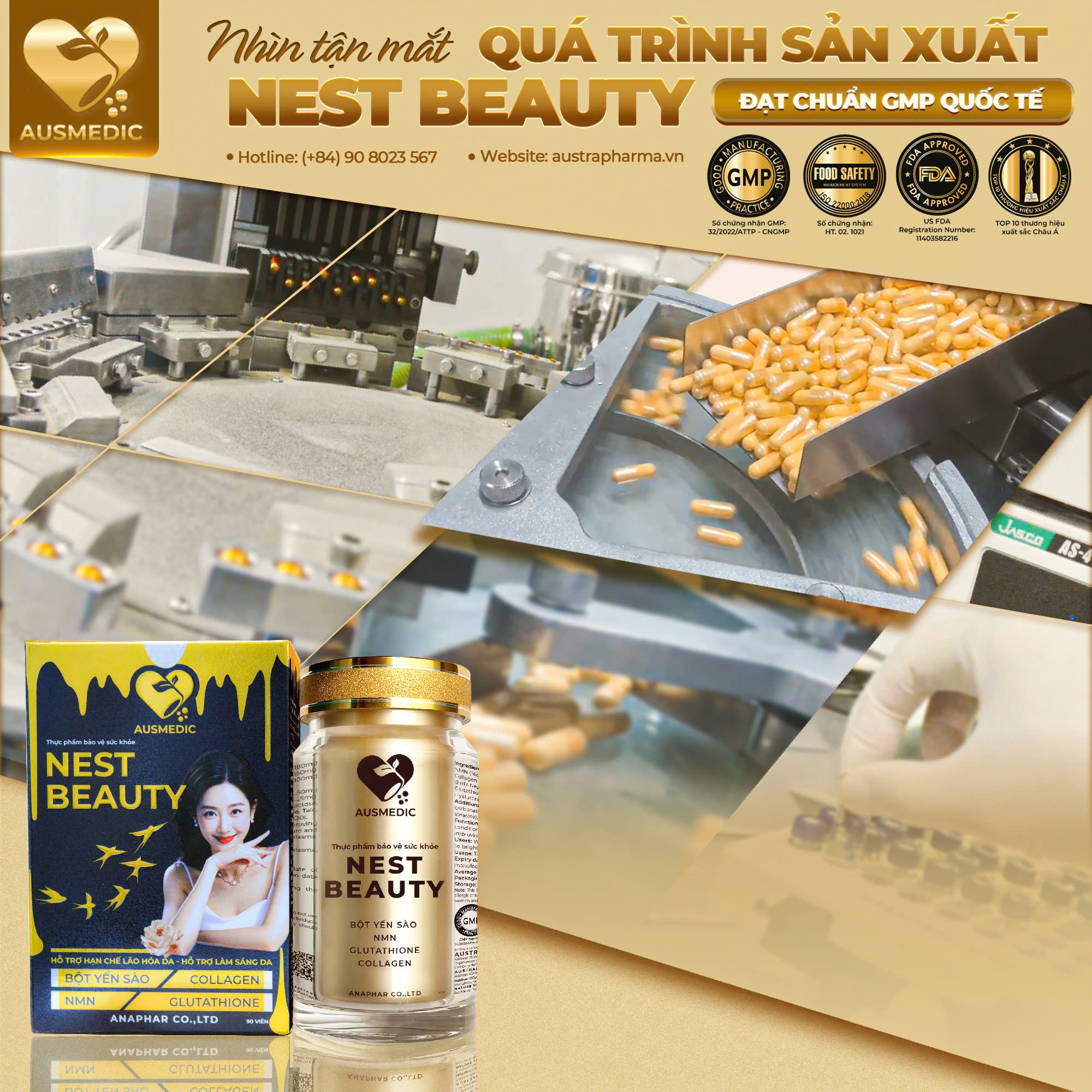 Sản phẩm viên nang yến sào sản xuất với quy trình kiểm soát nghiêm ngặt