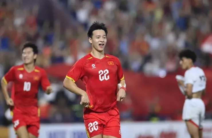 Thanh Nhàn là tác giả bàn thắng duy nhất vào lưới U-23 Yemen ở trận cuối vòng bảng. Ảnh: CCT.