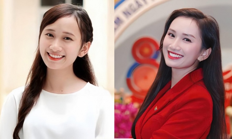 MC Phương Trinh khoe ảnh thời còn ngồi trên ghế Học viện báo chí và Tuyên truyền và hiện tại, khi công tác tại Trung tâm Sản xuất và Phát triển nội dung số (VTV Digital).