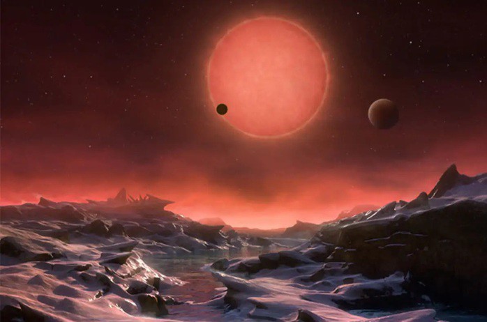 Thế giới trên hành tinh TRAPPIST-1e - Ảnh đồ họa: ESO