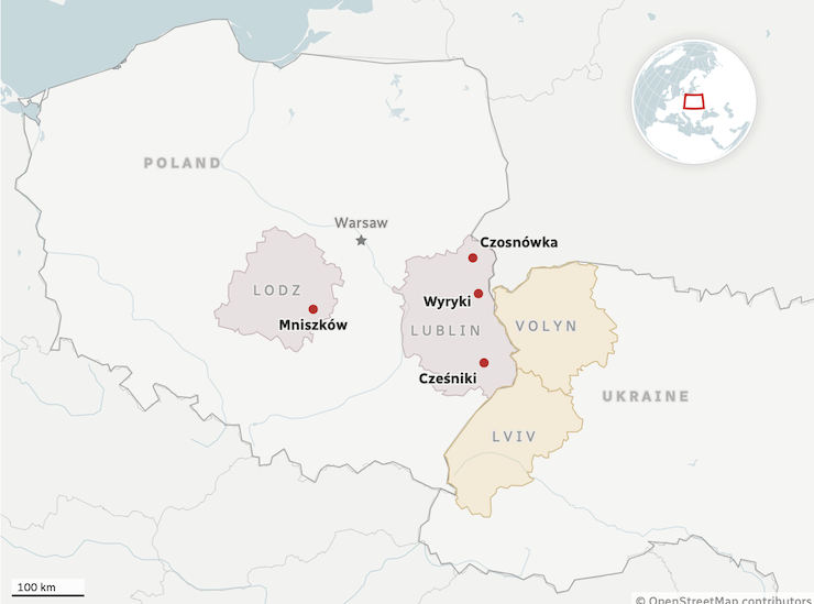 Các khu vực ở Ba Lan ghi nhận UAV Nga xâm nhập. Ảnh: CBC