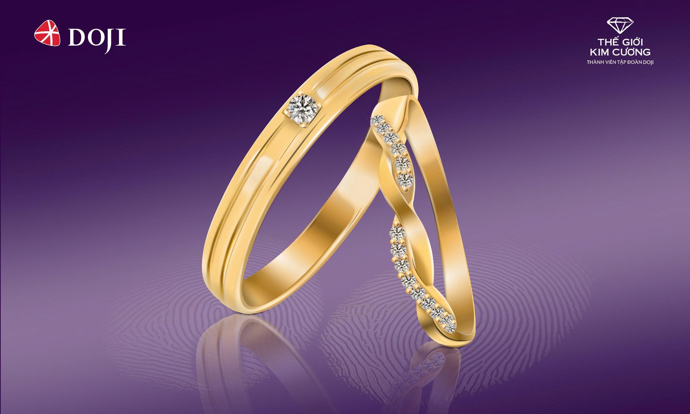 Nhẫn cưới Salsa được chế tác từ vàng 14K – 18K gắn kim cương tự nhiên.