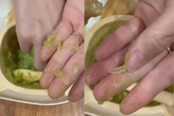 Nhiều mảnh nhựa vụn được tìm thấy trong bát cháo dinh dưỡng.