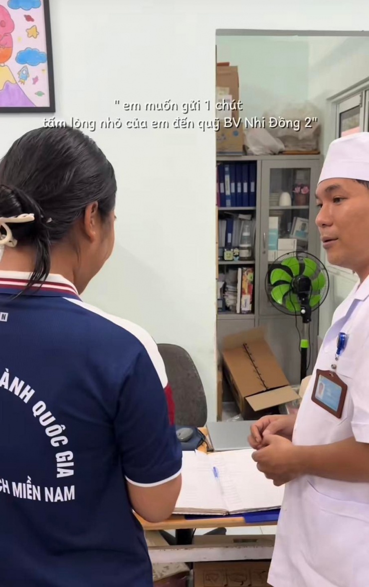 Theo đó, cô nàng đã có hành động vô cùng ý nghĩa. Đồng An Thư đã dành toàn bộ số tiền mình nhận được sau A80 cho quỹ của Bệnh viện Nhi Đồng 2 - TP HCM. (Ảnh: Tiktok An Thư Đồng)