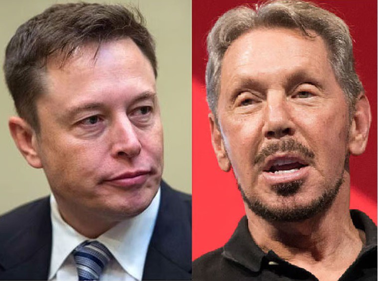 Elon Musk và Larry Ellison. Ảnh: Gulf News