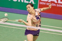 Hot girl cầu lông Thùy Linh thắng nghẹt thở tay vợt Thái Lan, vào bán kết Vietnam Open