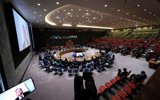 Hội đồng Bảo an Liên Hợp Quốc họp bàn về tình hình Dải Gaza vào ngày 10/8/2025. Ảnh: AFP.