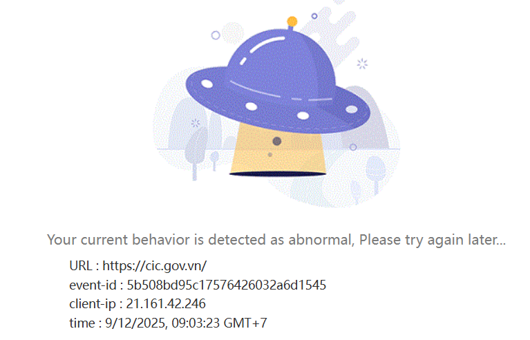 Sáng 12/9, website chính thức của CIC vẫn chưa thể truy cập được.