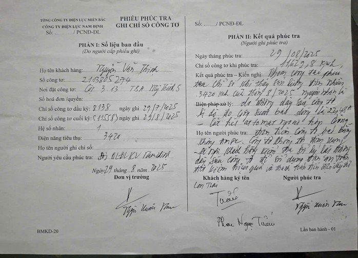 Đơn khiếu nại của cụ Nguyễn Thị Ninh. Ảnh: Báo Tiền Phong