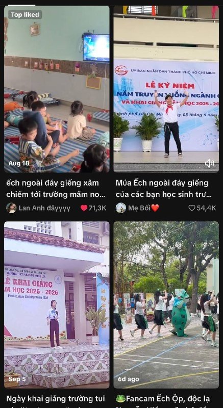Ếch Ngoài Đáy Giếng tạo nên cơn sốt trên TikTok, được diễn tại trường học.